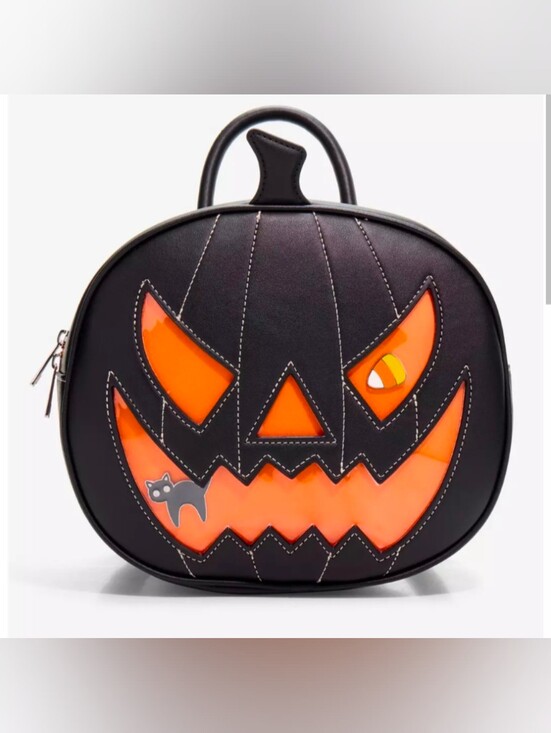 Hot Topic Handbags - Hot Topic Pumpkin Figural Pin Collector Mini Backpack Jack O'Lantern 2 Pins New